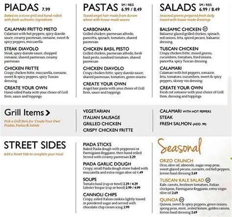 piada menu with prices